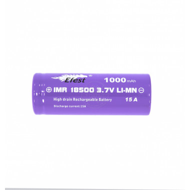 Accu Efest purple IMR 18500 - 1000 mAh - 15A